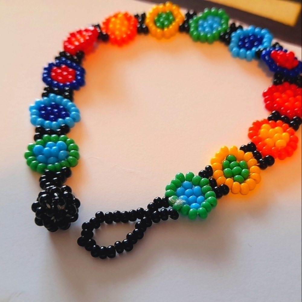 Multicolor Beaded Flower Bracelet